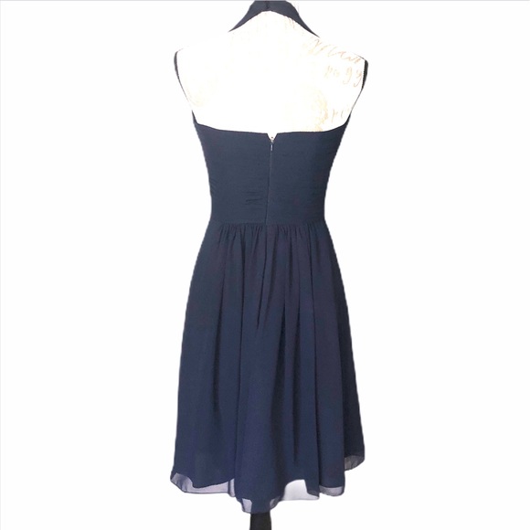 Bill Levkoff Navy Halter Bridesmaid Dress - Picture 6 of 13